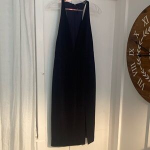 Jay Goofrey navy blue fitted dress  classy sexy v neck dress formal